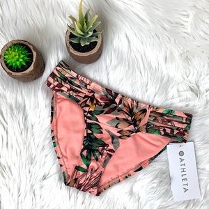 Athleta Aqualuxe Coral Print Strappy Bottom
